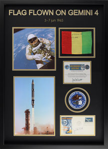 Lot #2174  Gemini 4 Flown Flag and Cover Signed by Jim McDivitt - Image 1