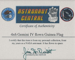 Lot #2174  Gemini 4 Flown Flag and Cover Signed by Jim McDivitt - Image 2