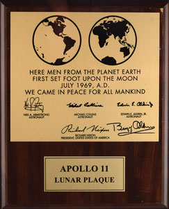 Lot #2390  Apollo 11 Lunar Plaque Signed by Buzz Aldrin - Image 2