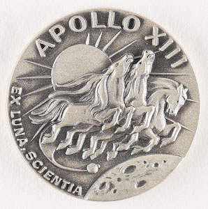 Lot #2305  Apollo 13 Robbins Medal with James Lovell and Jack Swigert Signed Check - Image 1