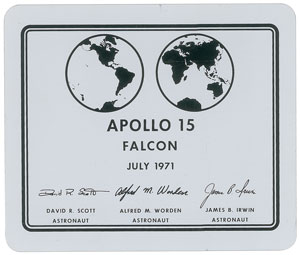 Lot #2470 Jim Irwin's Apollo 15 Lunar Module Plaque - Image 1