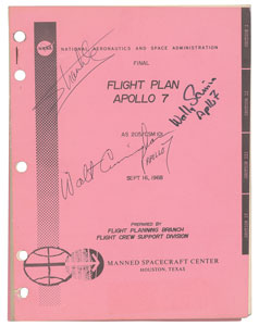 Lot #2249  Apollo 7 Flight Plan Signed by Cunningham and Schirra - Image 1