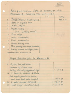 Lot #2354 Wernher von Braun's Handwritten Notes