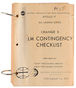 Lot #2096  Apollo 17 LM Contingency Checklist (MIT