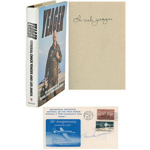 Lot #2149 Chuck Yeager Signed Smithsonian Cover and Book - Image 1