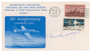 Lot #2149 Chuck Yeager Signed Smithsonian Cover and Book - Image 2