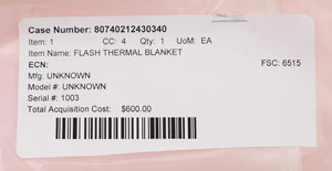 Lot #2622  Space Shuttle EVA Camera Flash Thermal Blanket - Image 4