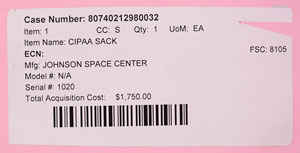 Lot #2637  Space Shuttle Multipurpose CIPAA Sack - Image 7
