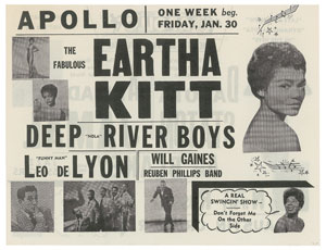 Lot #5227 Eartha Kitt Apollo Theatre Handbill - Image 1