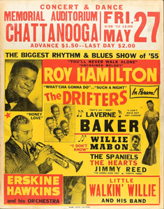 Lot #5230  Rhythm & Blues 1955 Chattanooga Memorial Auditorium Poster - Image 1