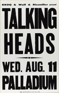 Lot #5232  Talking Heads 1982 Hollywood Palladium Poster - Image 1