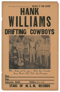 Lot #5218 Hank Williams 1949 Concert Tour Poster