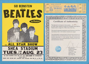 Lot #5019  Beatles 1966 Shea Stadium Ticket and Flyer