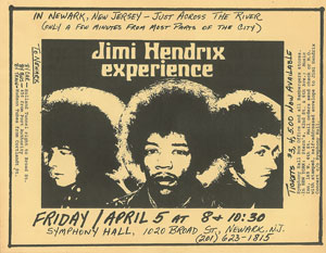 Lot #5117 Jimi Hendrix Experience 1968 Newark Handbill