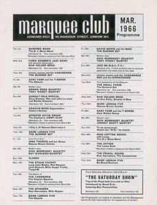 Lot #5237 David Bowie and the Yardbirds 1966 Marquee Club Handbill - Image 1