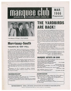 Lot #5237 David Bowie and the Yardbirds 1966 Marquee Club Handbill - Image 2
