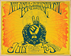 Lot #5162  Led Zeppelin and Janis Joplin 1969 Atlanta Pop Festival Poster