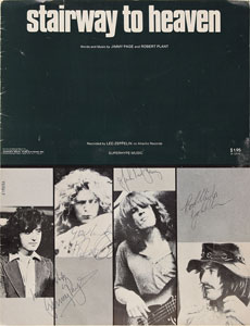 Lot #5165  Led Zeppelin Signed 'Stairway to Heaven' Sheet Music
