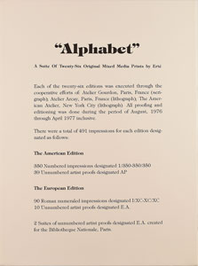 Lot #5268  Boston: Sib Hashian's 'The Alphabet Suite' by Erte - Image 4