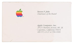 Lot #335 Steve Jobs Apple Computer Business Card