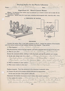 Lot #4 John F. Kennedy's 1935 Choate Physics Lab Handwritten and Signed Worksheet - Image 1