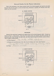 Lot #4 John F. Kennedy's 1935 Choate Physics Lab Handwritten and Signed Worksheet - Image 2
