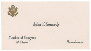 Lot #12 John F. Kennedy Congressional Calling Card and Full Stationery Pad - Image 2