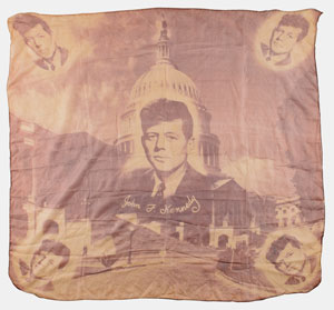 Lot #15 John F. Kennedy Senatorial Campaign Lot: Silk Scarf, 'Tea' Invitation, Campaign Poster vs. Lodge - Image 3