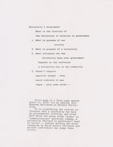 Lot #16 John F. Kennedy Lot of (5) Autograph Manuscripts in Ink with Typed Transcripts as U.S. Senator - Image 3