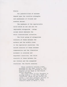 Lot #16 John F. Kennedy Lot of (5) Autograph Manuscripts in Ink with Typed Transcripts as U.S. Senator - Image 7