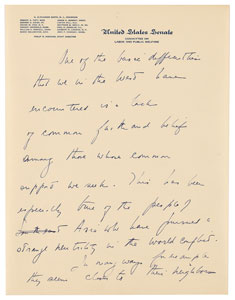 Lot #16 John F. Kennedy Lot of (5) Autograph Manuscripts in Ink with Typed Transcripts as U.S. Senator - Image 16