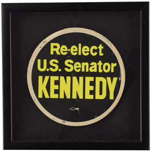 Lot #17 Sen. John F. Kennedy Inscribed Photo and (2) Handwritten Manuscripts as U.S. Senator, (1) Re-elect U.S. Senator Kennedy Oversized Decal (framed) - Image 6