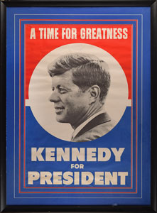 Lot #24 John F. Kennedy 1960 Signed Oversized Campaign Poster (Framed 62″ x 41″) - Image 1
