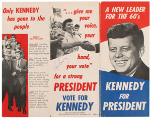 Lot #25 John F. Kennedy Signed 1960 Presidential Campaign Hat and (2) Signed Brochures - Image 7