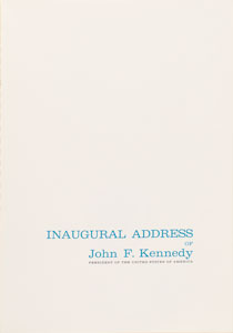 Lot #34 John, Jacqueline, and Caroline Kennedy Inscribed Inaugural Address (Inscribed to His Father Joe Sr.) with Ticket and Photograph - Image 2