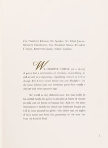 Lot #34 John, Jacqueline, and Caroline Kennedy Inscribed Inaugural Address (Inscribed to His Father Joe Sr.) with Ticket and Photograph - Image 7