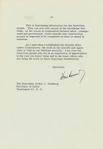 Lot #47 President John F. Kennedy 1962 Typed Letter Signed with Nuclear Weapon Build-up Content - Image 2