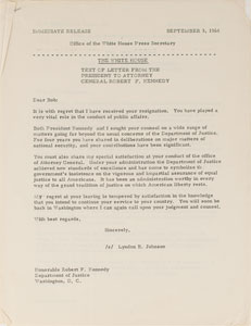 Lot #65 Robert F. Kennedy Typed Letter Signed to Dave Powers on Last Day as Attorney General - Image 3