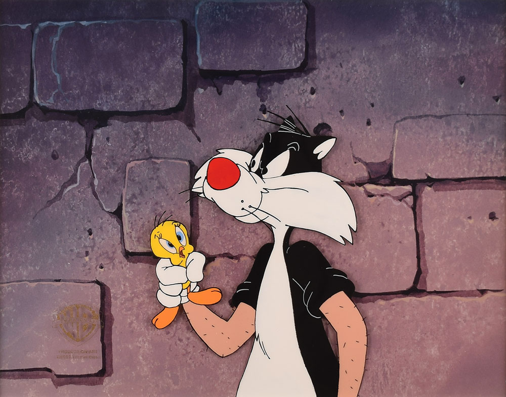 Sylvester and Tweety production cel from The Sylvester and Tweety Mysteries  | Sold for $228 | RR Auction