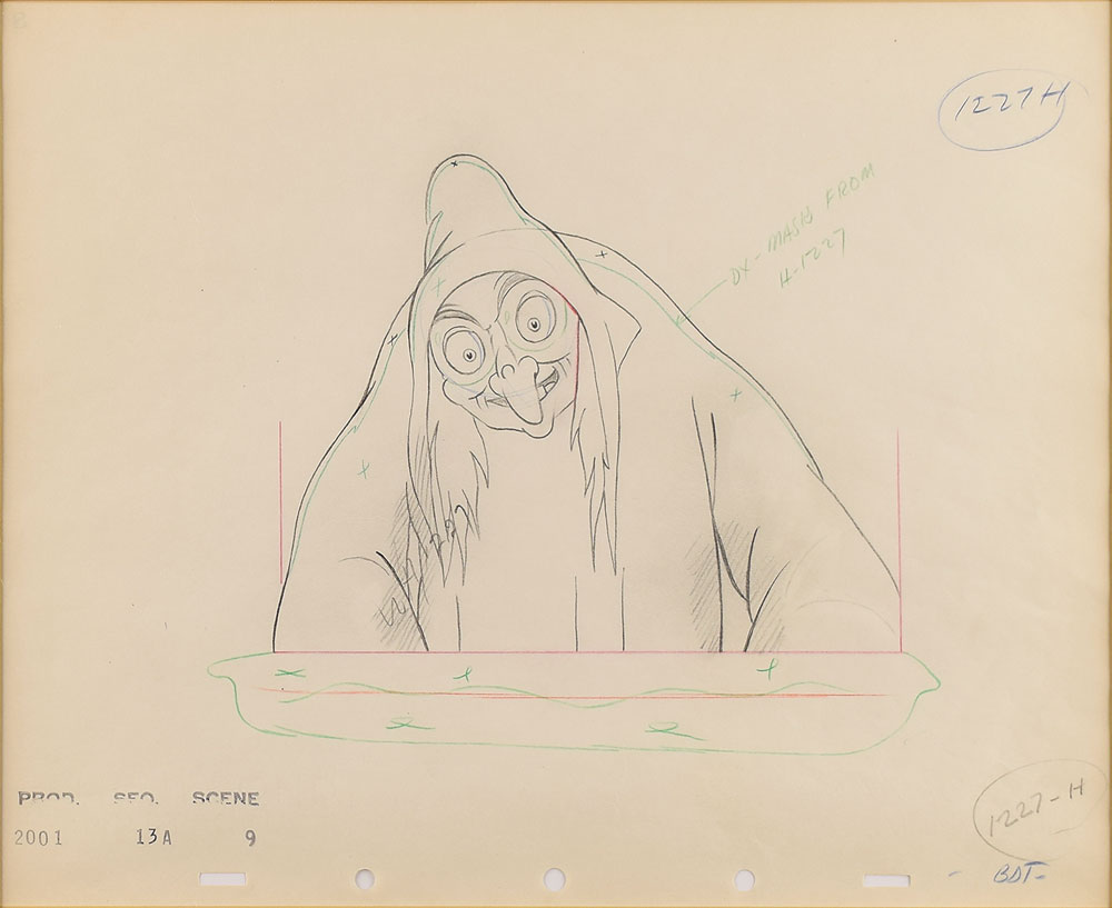 Lot #802 Wicked Witch production drawing from Snow White and the Seven Dwarfs