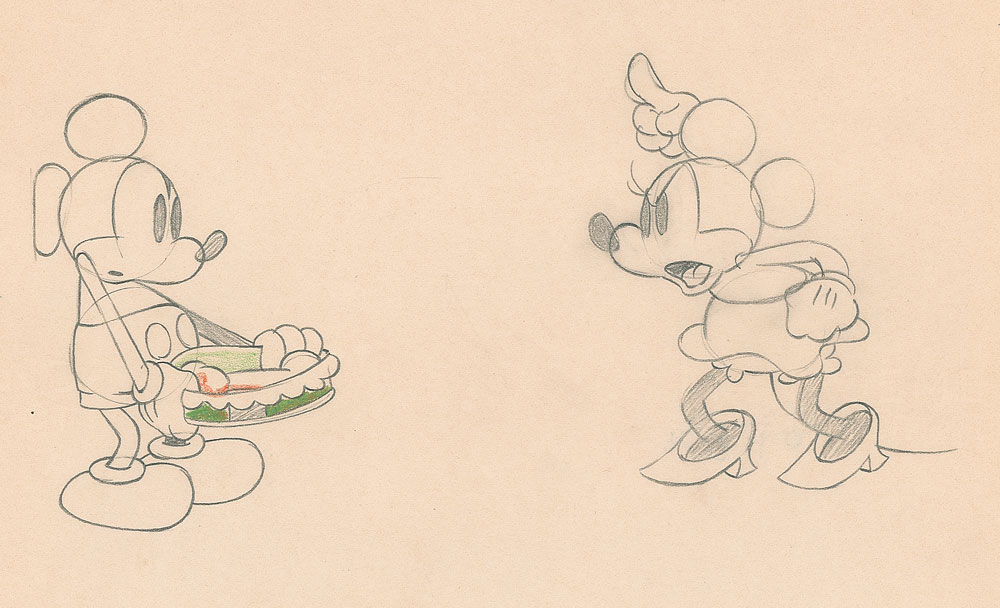 Lot #790 Mickey and Minnie Mouse production drawing from Puppy Love