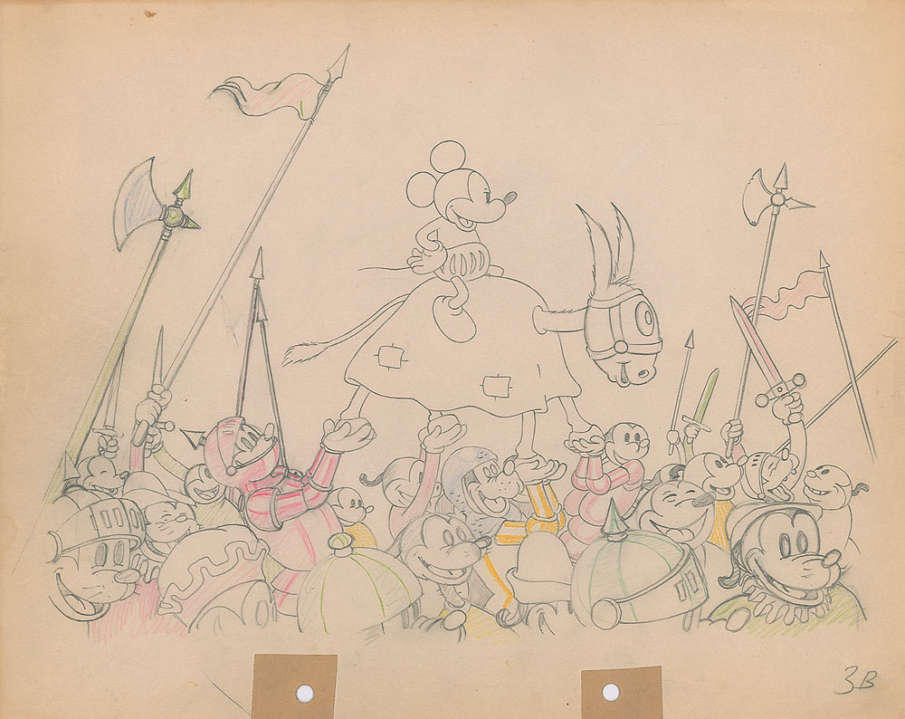 Lot #791 Mickey Mouse production drawing from Ye Olden Days