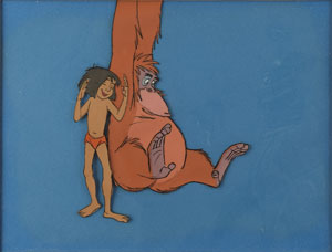 Lot #909 Mowgli and King Louie production cel from The Jungle Book