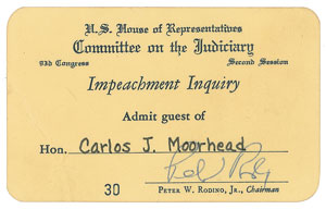 Lot #274  Watergate Impeachment Inquiry Pass