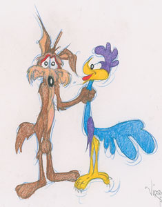 Lot #950 Wile E. Coyote and the Road Runner drawing by Virgil Ross - Image 2