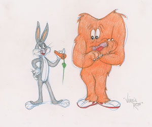 Lot #952 Bugs Bunny and Gossamer drawing by Virgil Ross