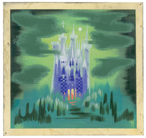Lot #868 Mary Blair concept painting of Cinderella's castle from Cinderella