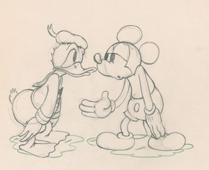 Lot #820 Mickey Mouse and Donald Duck production drawing from Mickey's Trailer