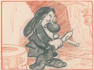 Lot #807 Grumpy production storyboard drawing from Snow White and the Seven Dwarfs - Image 2