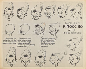 Lot #841 Pinocchio model sheet from Pinocchio - Image 1